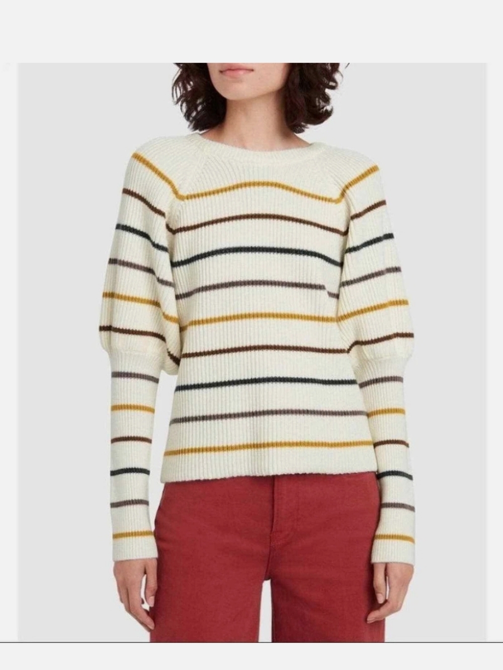 SAYLOR Keane Puff Sleeve Striped Sweater Size M